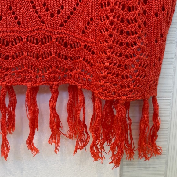 EUC 2B BEBE Orange Crochet Fringe Top - Picture 4 of 11